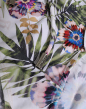 White Floral Print Strapless One-Piece Swimsuit Swimwear