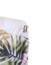 White Floral Print Strapless One-Piece Swimsuit Swimwear