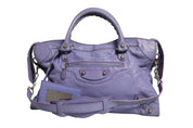 Purple Leather City Bag With Hardware