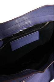 Purple Leather City Bag With Hardware