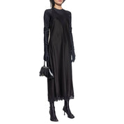 Black Acetate Casual Dress