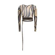 Beige Polyamide Pattern Shirt