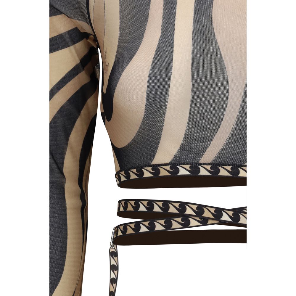 Beige Polyamide Pattern Shirt