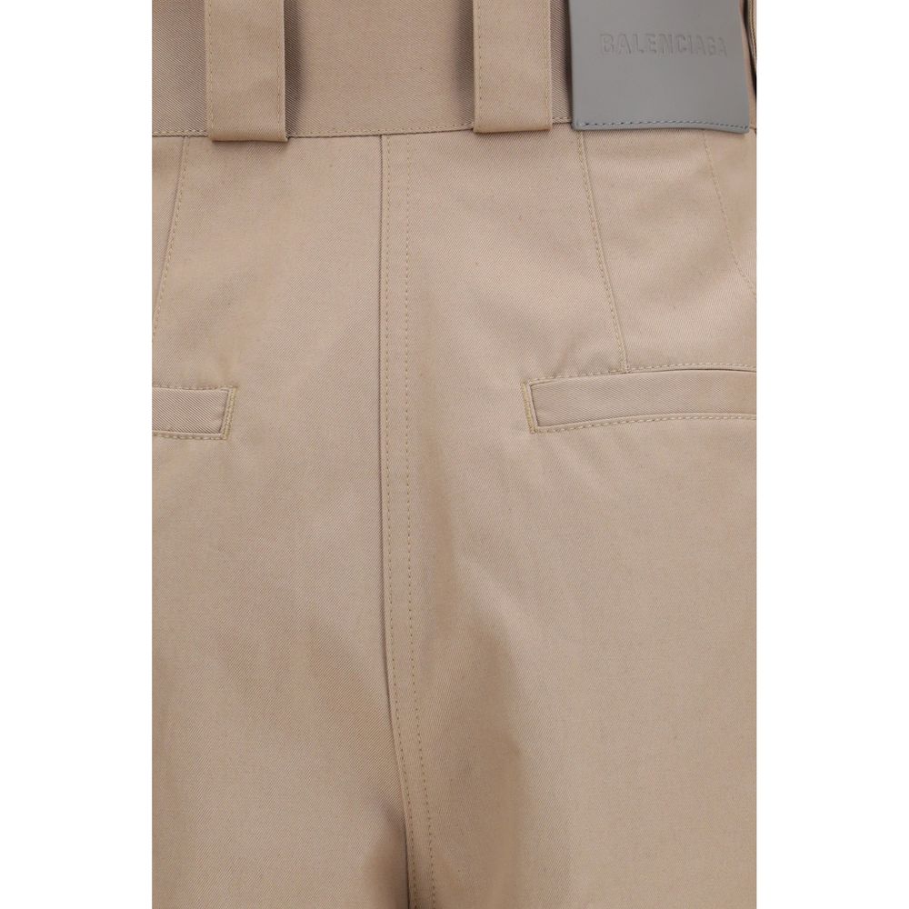 Beige Cotton Flared Pants
