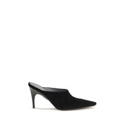 Black Suede Leather Mules