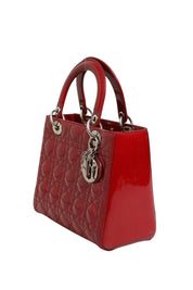 Cherry Red Patent Leather Cannage Quilting Small Lady Dior Bag