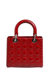 Cherry Red Patent Leather Cannage Quilting Small Lady Dior Bag