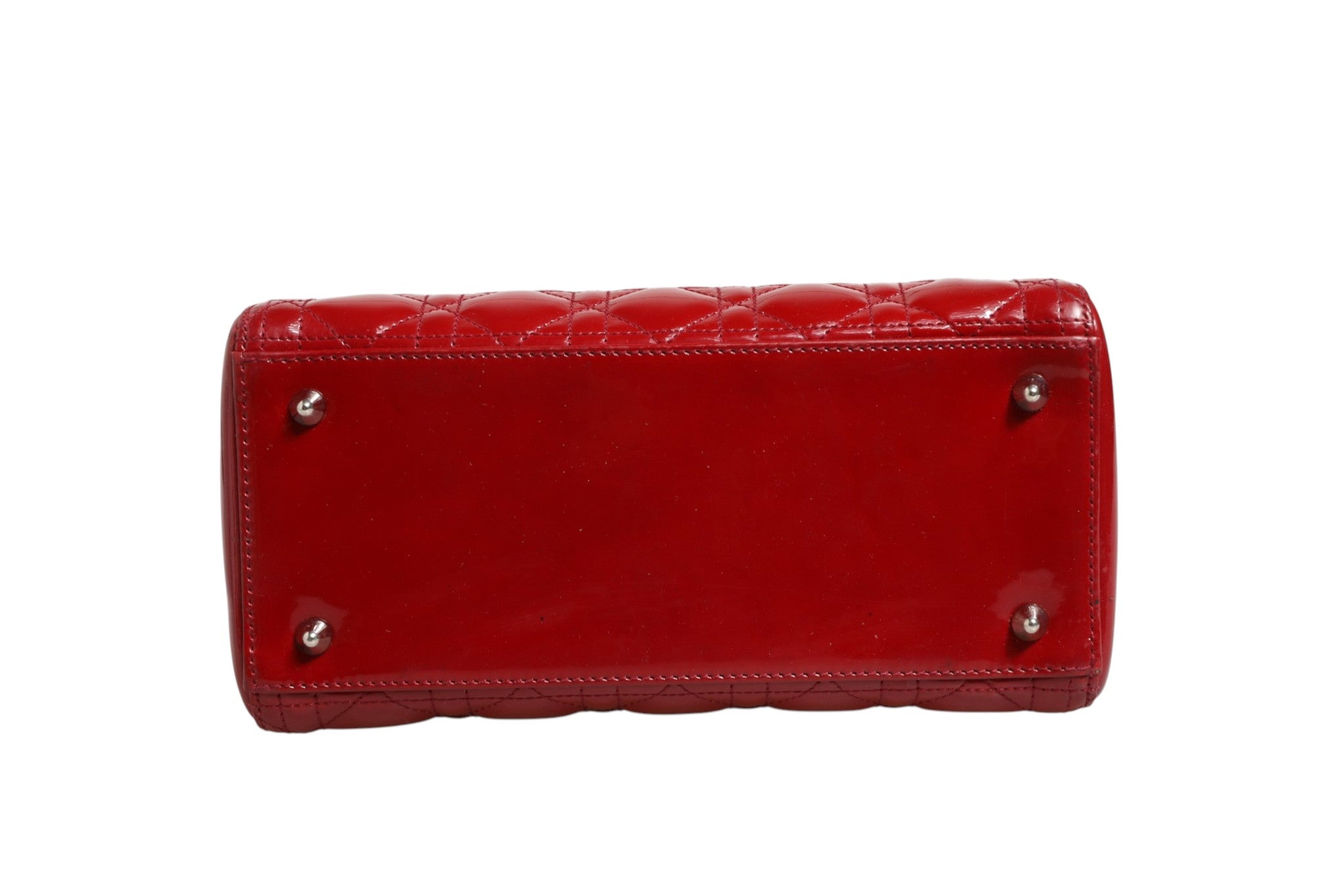 Cherry Red Patent Leather Cannage Quilting Small Lady Dior Bag