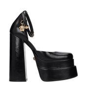 Black Leather Platform Pumps