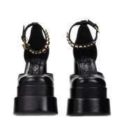 Black Leather Platform Pumps