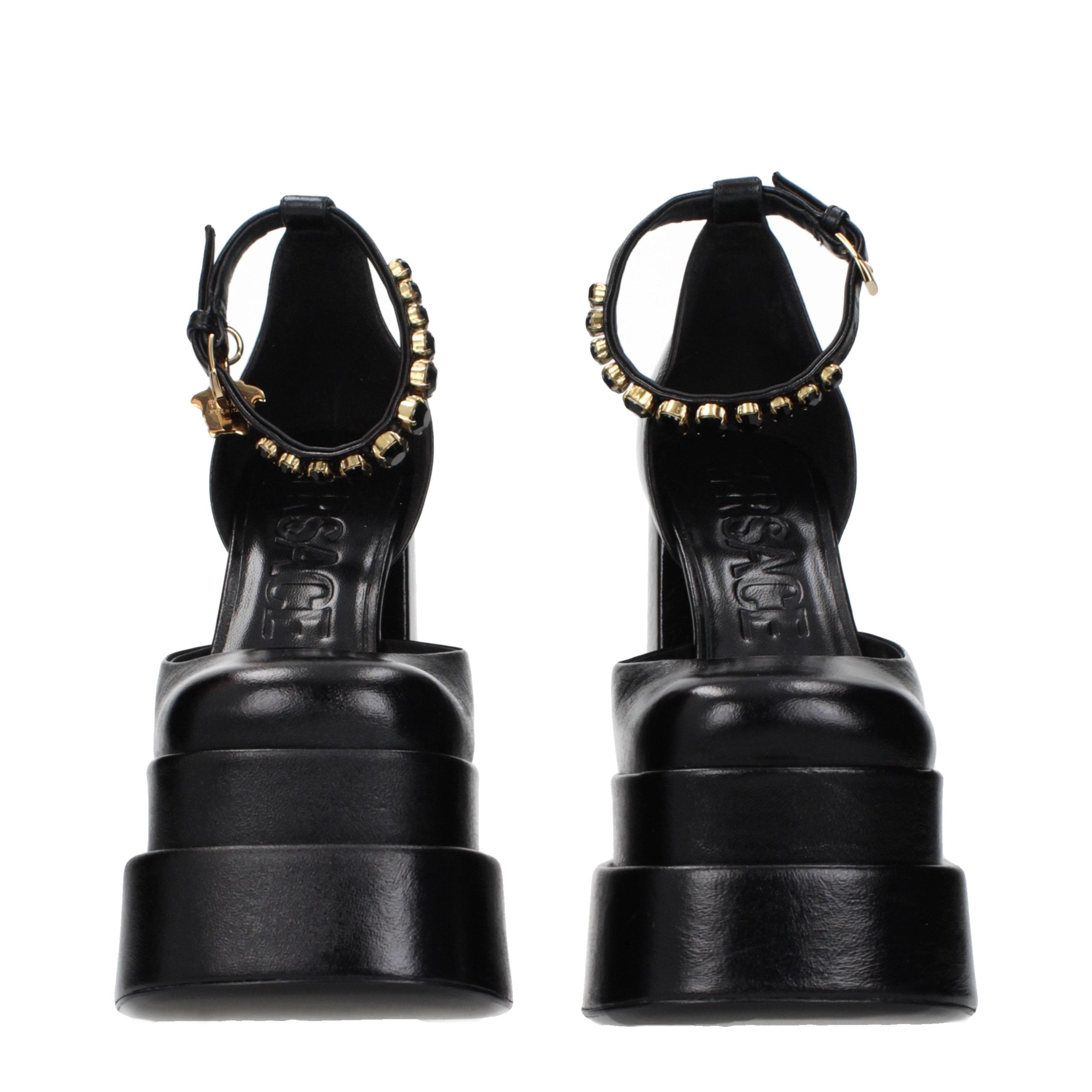 Black Leather Platform Pumps