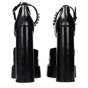 Black Leather Platform Pumps