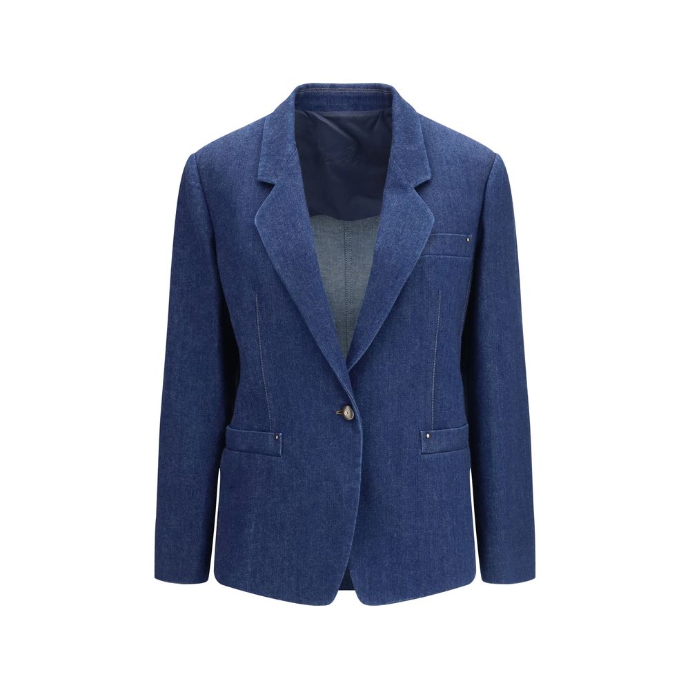 Blue Elastane Denim Jacket