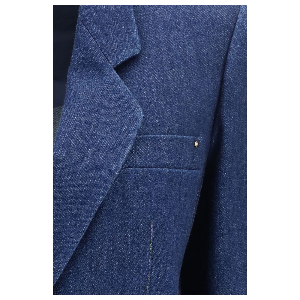 Blue Elastane Denim Jacket