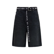 Black Cotton Bermuda Shorts