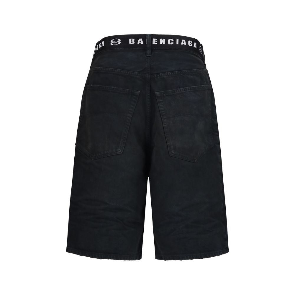 Black Cotton Bermuda Shorts