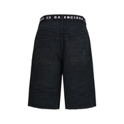 Black Cotton Bermuda Shorts