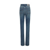 Blue Cotton High-Waisted Jean