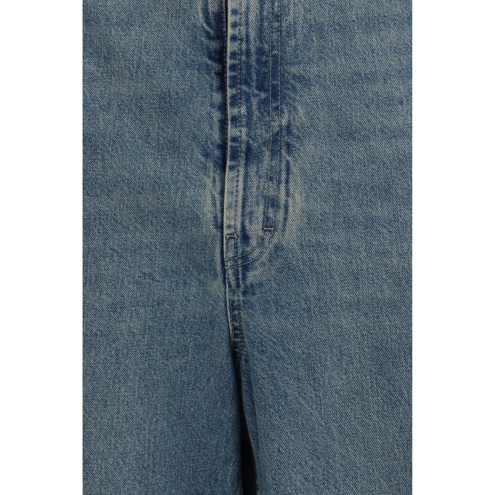 Blue Cotton High-Waisted Jean