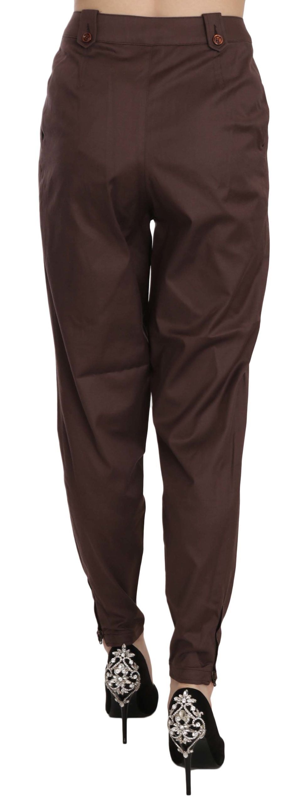 Pantalon formel fuselé taille haute marron