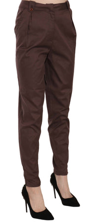 Pantalon formel fuselé taille haute marron