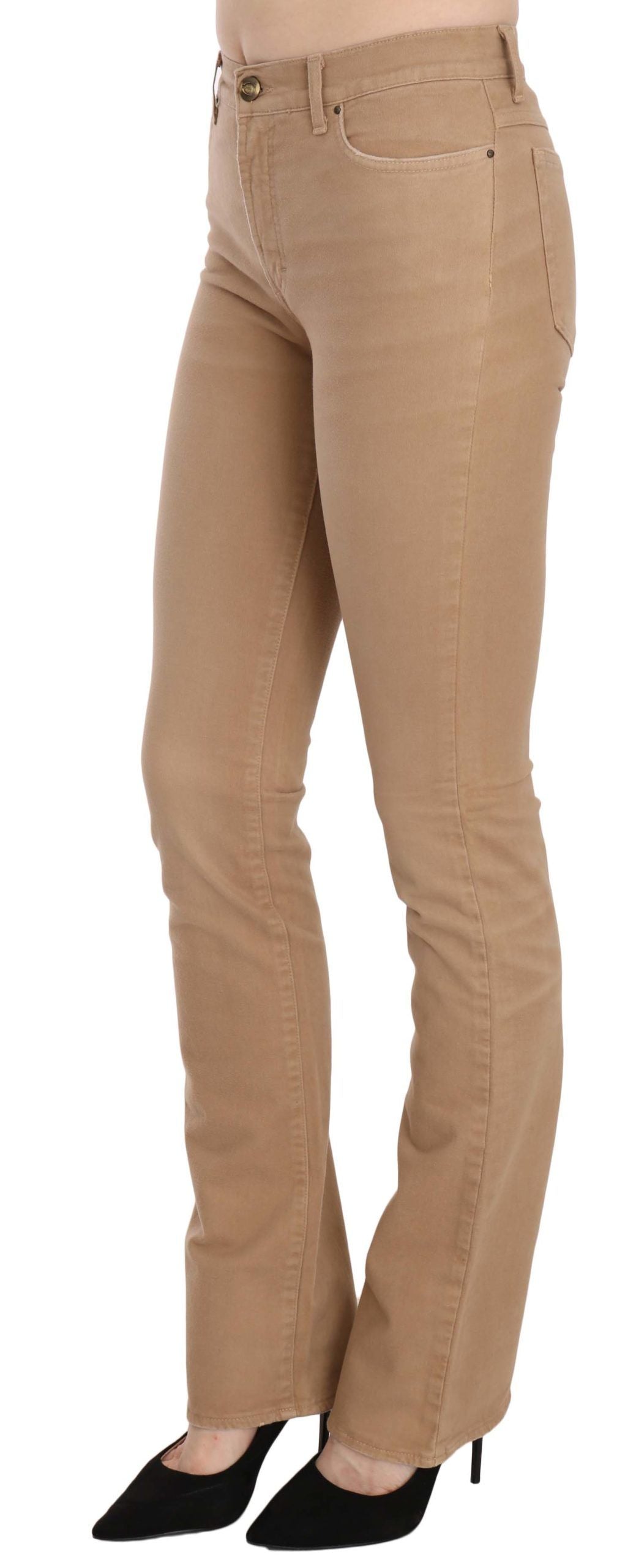 Braune Skinny-Hose aus Baumwollstretch mit mittlerer Taille