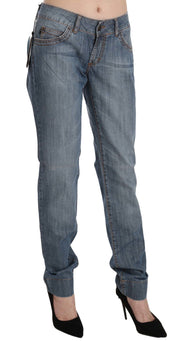 Chic Blue Washed Slim Fit Denim Jeans