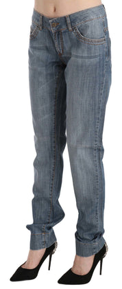 Chic Blue Washed Slim Fit Denim Jeans