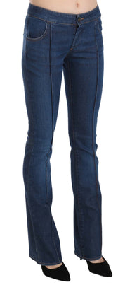 Blaue Jeans mit niedrigem Bund und Boot-Cut-Denim