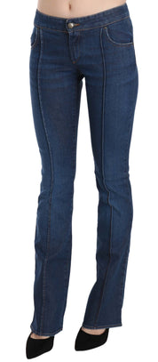 Blaue Jeans mit niedrigem Bund und Boot-Cut-Denim