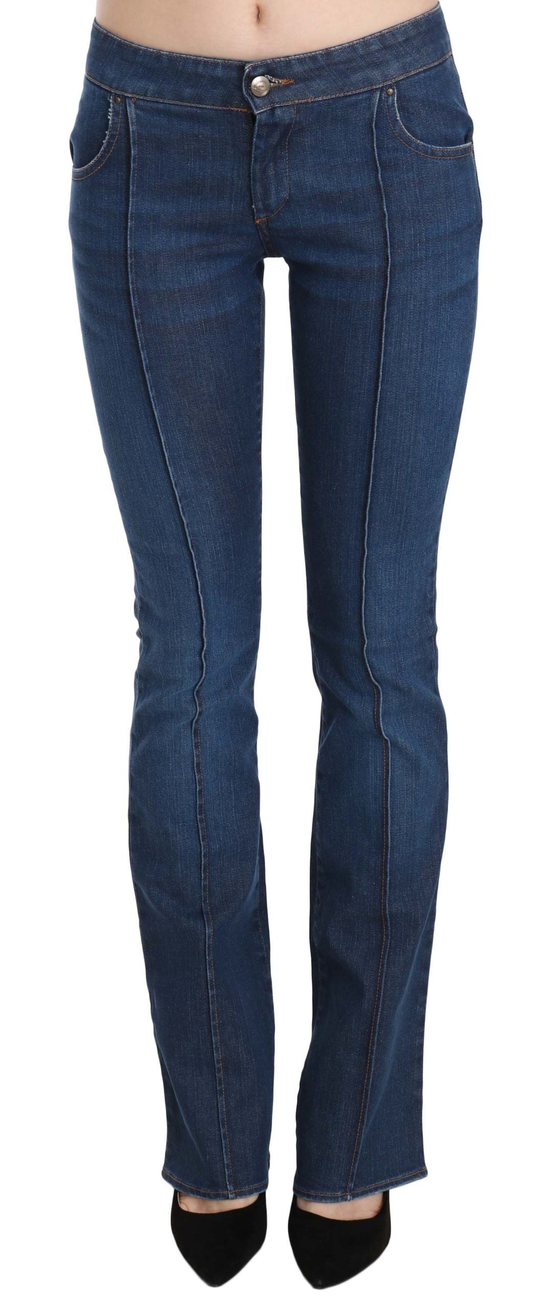 Blaue Jeans mit niedrigem Bund und Boot-Cut-Denim