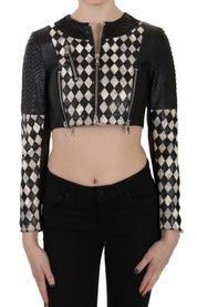 Chic Biker-Inspired Cropped Leather Jacket