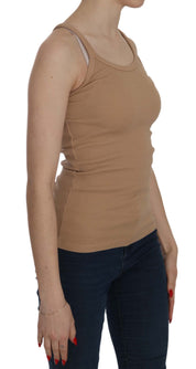 Beige Cotton Spaghetti Strap Tank