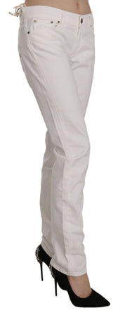 Chic White Skinny Cotton Blend Pants