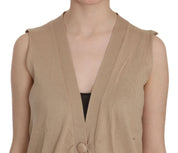 Elegant Sleeveless Cotton Cardigan Top