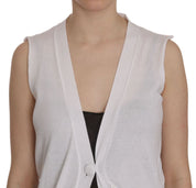 Gilet cardigan sans manches blanc 100 % coton