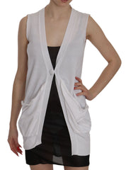 Gilet cardigan sans manches blanc 100 % coton