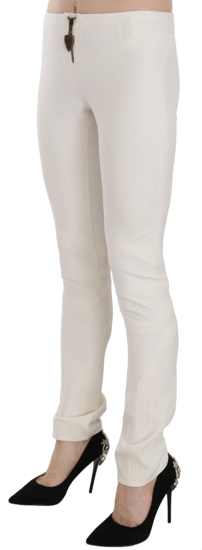 Pantalon habillé skinny taille moyenne blanc