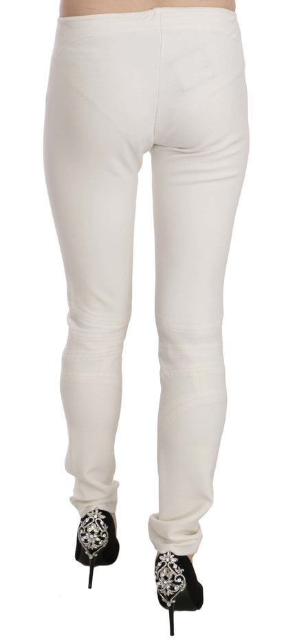 Pantalon habillé skinny taille moyenne blanc