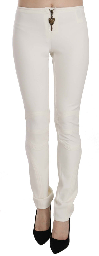 Pantalon habillé skinny taille moyenne blanc