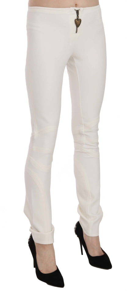 Pantalon habillé skinny taille moyenne blanc