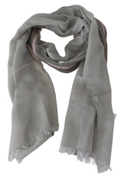 Elegant Gray Cotton Men's Scarf