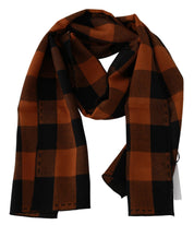 Chic Orange Check Wool Blend Scarf