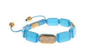 Elegant Blue Opal & Diamond-Studded Bracelet