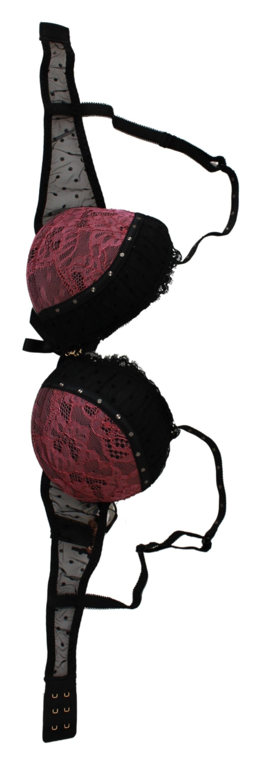 Schwarz-rosa Spitzen-Push-up-BH-Unterwäsche