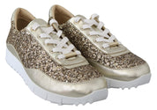 Antique Gold Glitter Leather Sneakers