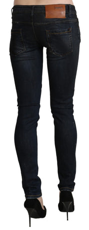 Pantalon slim en denim skinny taille basse bleu délavé