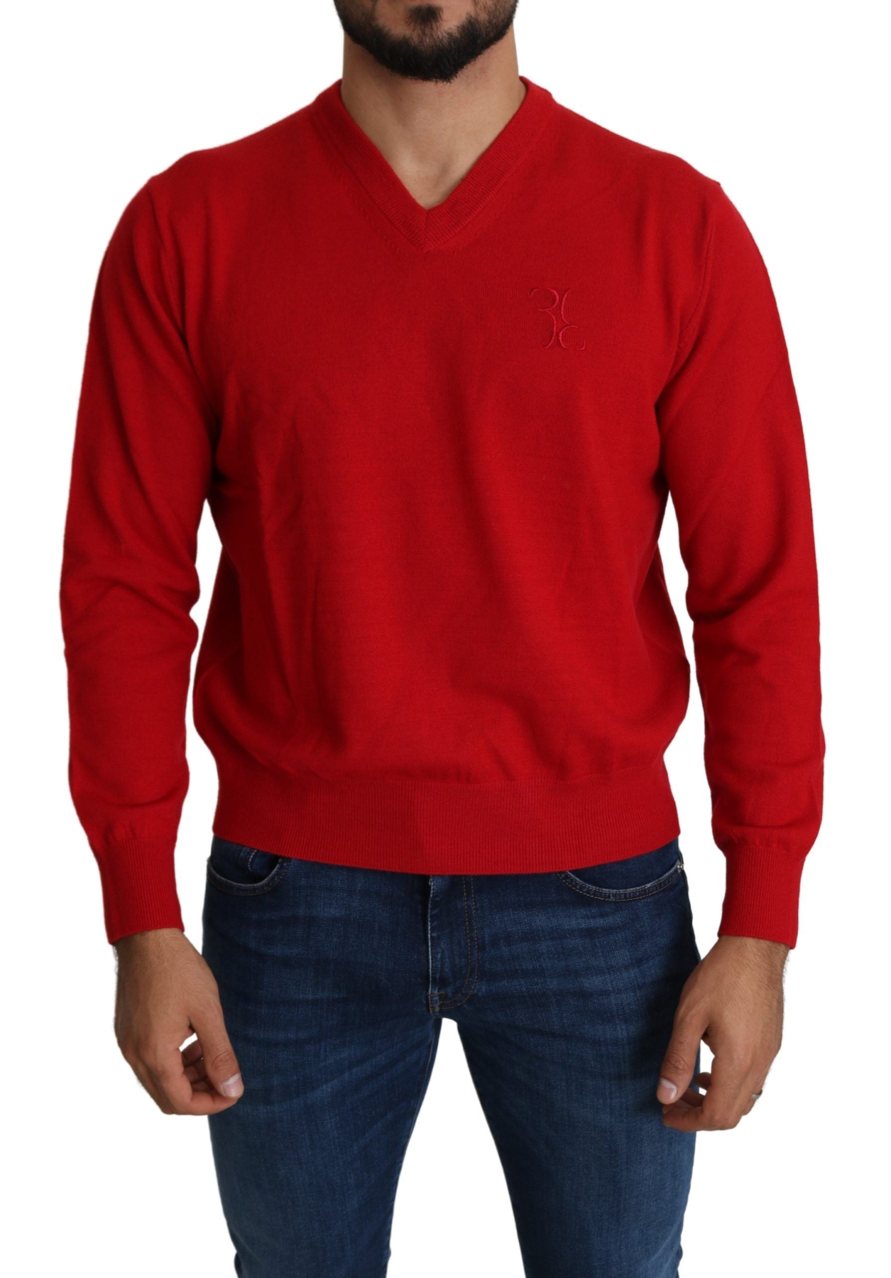 Iconic Embroidered Red Wool Sweater