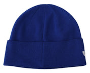 Blaue Woll-Unisex-Winterwarme Beanie-Mütze