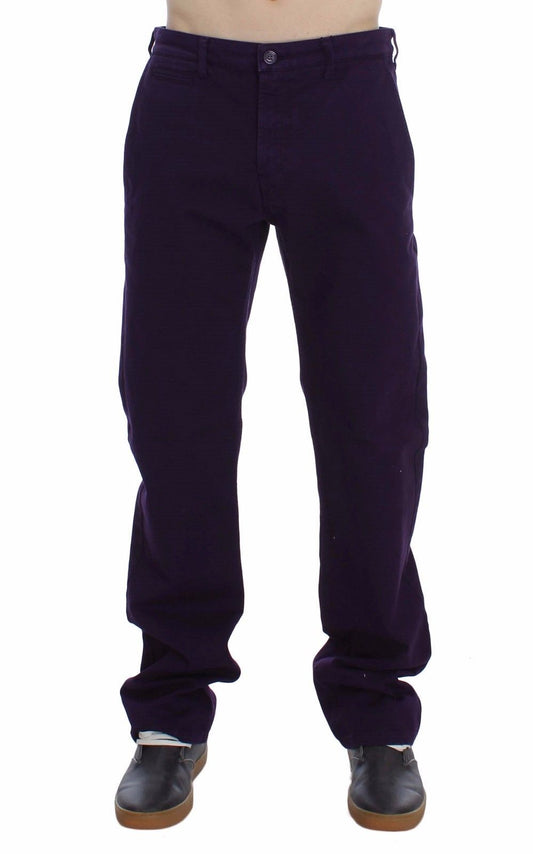 Lilafarbene Baumwoll-Stretch-Hose mit violetter Passform